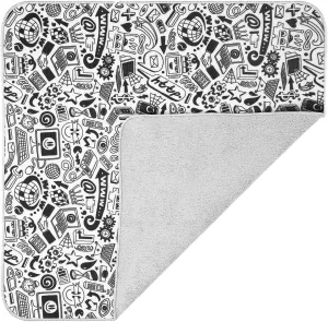 15 in Camera Wrap with Pouch,Lens Protective Wrap,Anti-scratch Anti-dust, Flexible Wrapper Camera Travel Accessories for DSLR Mirrorless Camera Lens(Graffiti), 11.8, Black-White