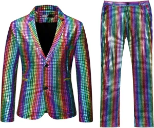 2023 Men's Slim Fit 2 Piece Suit, One Button Solid Suit Jacket and Dress Pants Set Classic Business Suits for Party Wedding