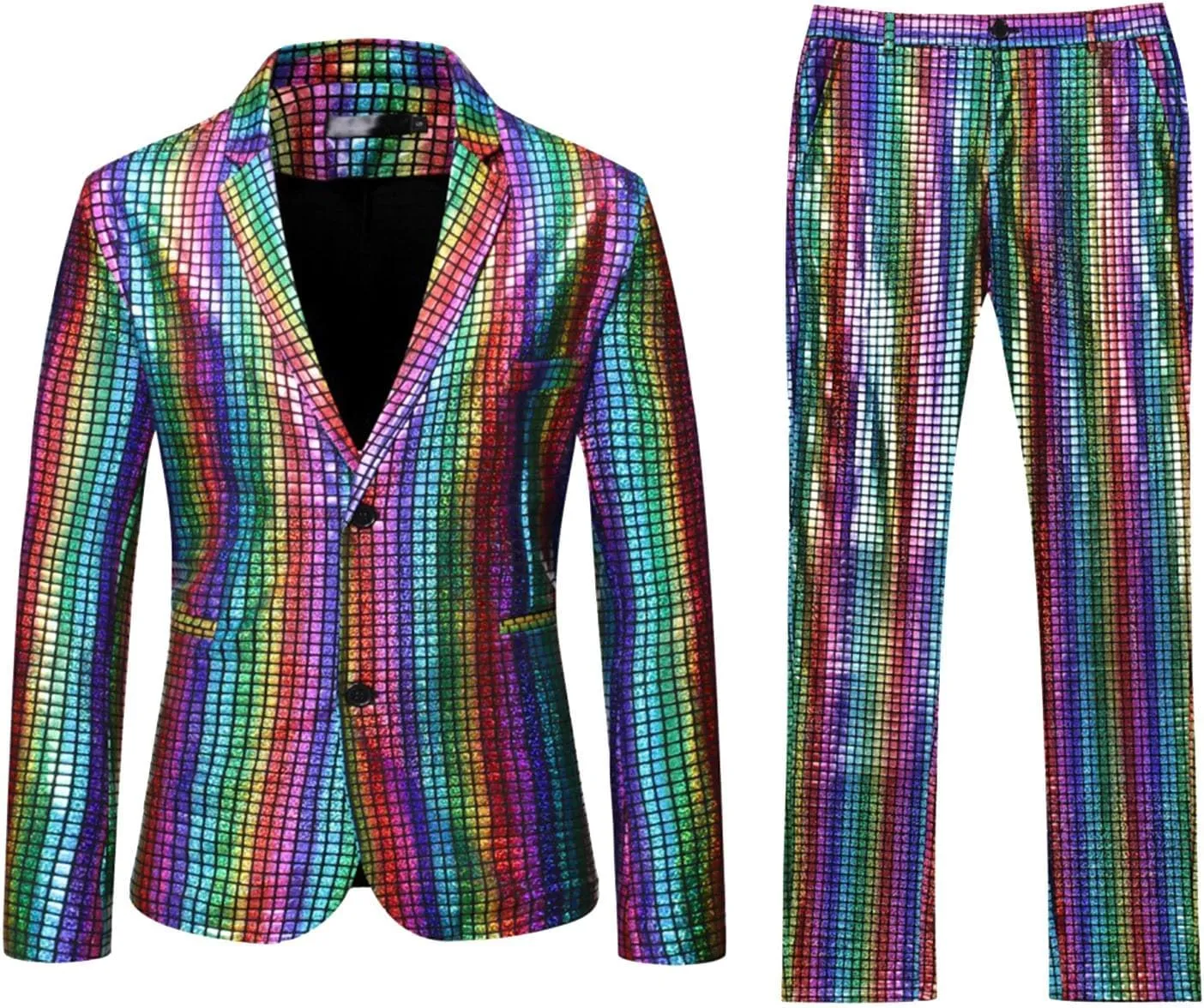 2023 Men's Slim Fit 2 Piece Suit, One Button Solid Suit Jacket and Dress Pants Set Classic Business Suits for Party Wedding
