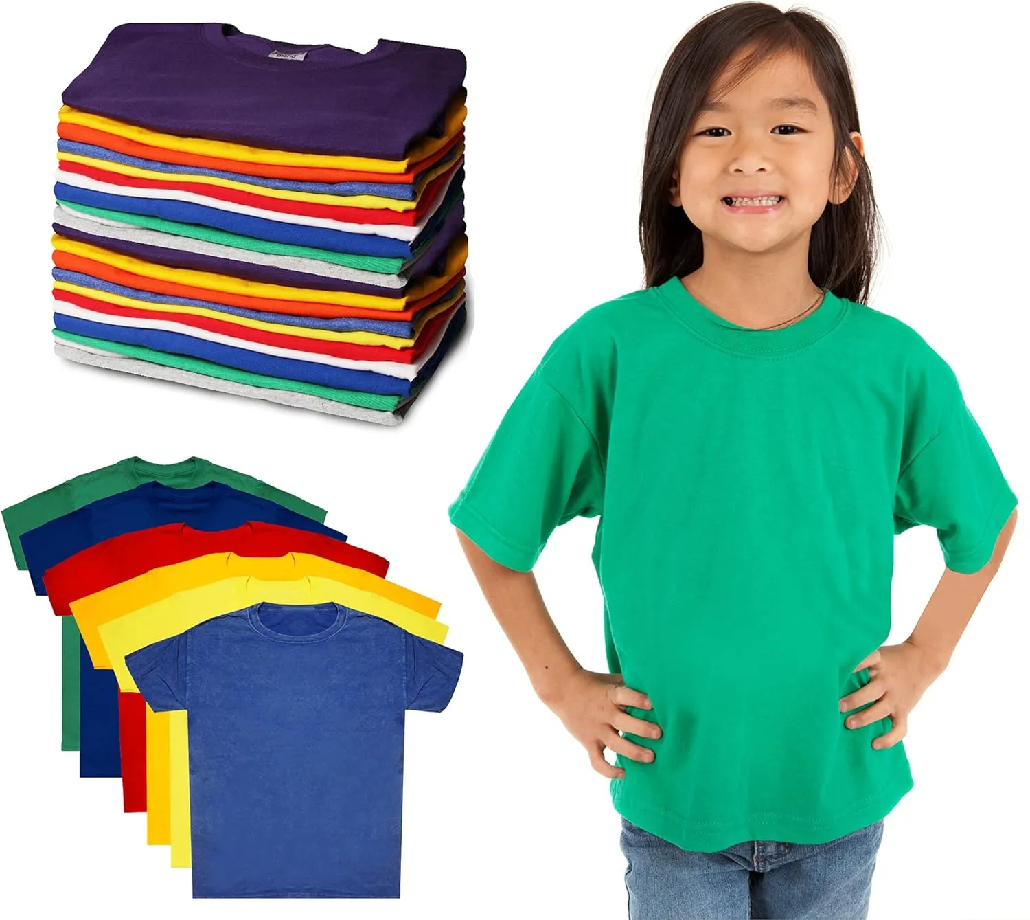 72 Pieces of Boys Cotton Undershirts in Bulk, Crew Neck, Assorted Sizes S to XL - Donations Homeless Shelters Wholesale
