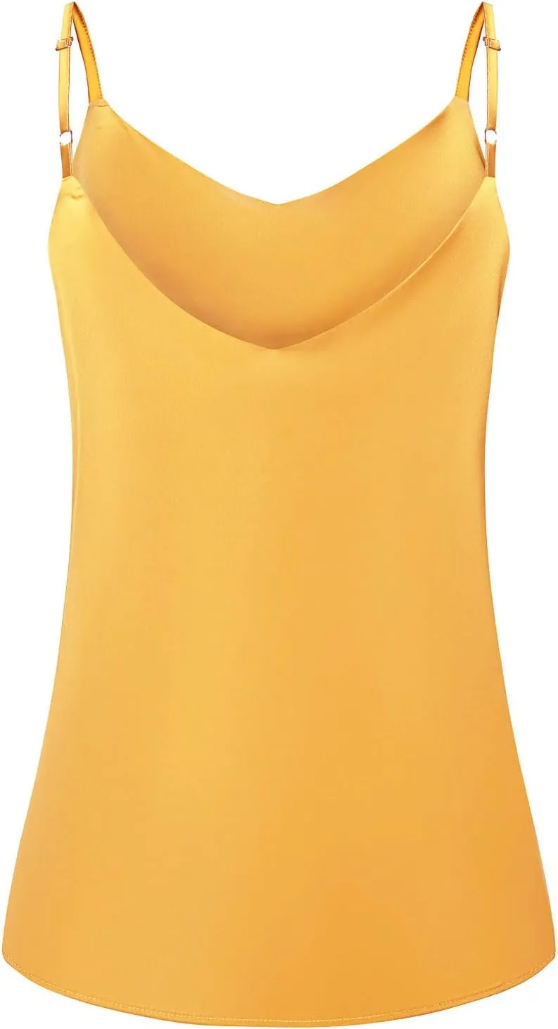 7th Element Womens Silk Satin Camisole Plus Size Tank Tops V Neck Casual Cami Sleeveless Blouses Summer Basic Tank Shirt