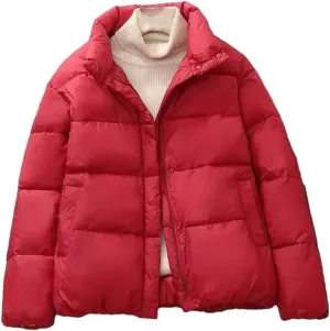 Adhdyuud Women Solid With Pocket Cotton Padded Coats Thicken Warm Zippers Casual Outwear