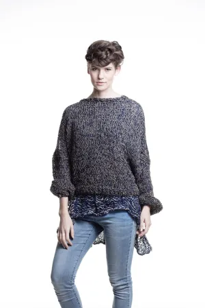 Amano handknit linen batwing sweater with back ties