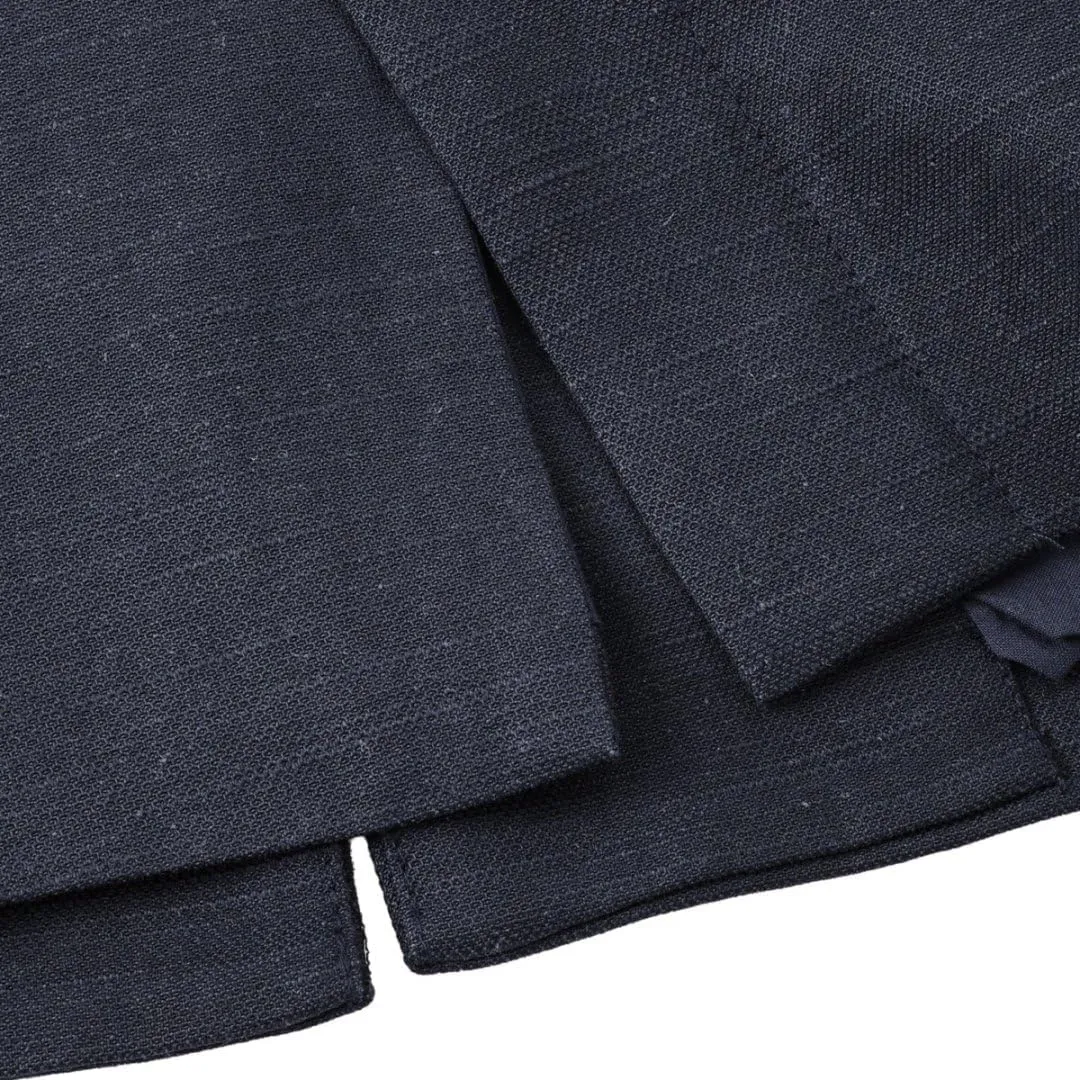 Amazhiyu Women's Linen Blend Round Neck Button Up Blazers Long Sleeve Coat Office