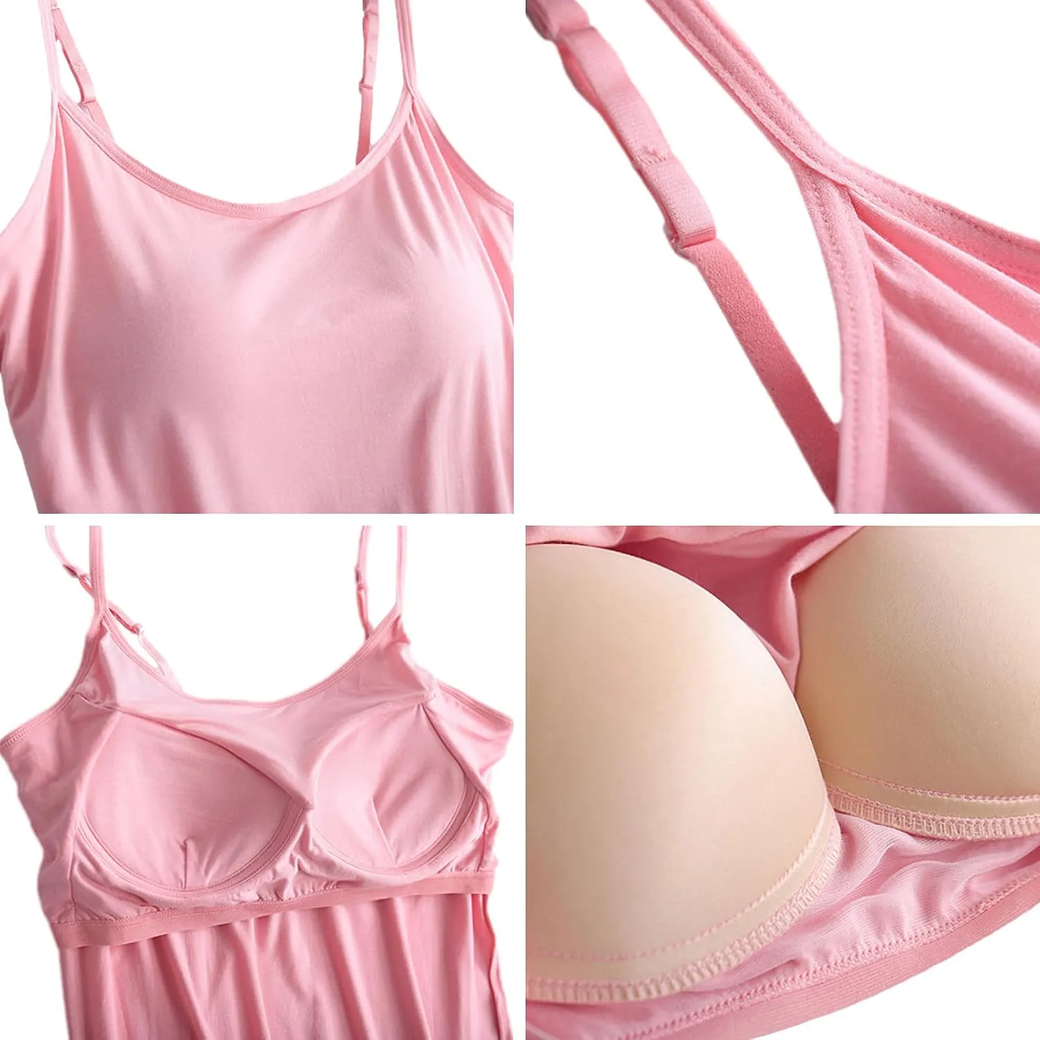 ANUFER Womens 3 Pieces Basic Camisole Adjustable Strap Vest Tank Tops with Built-in Shelf Bra Stretch Undershirts