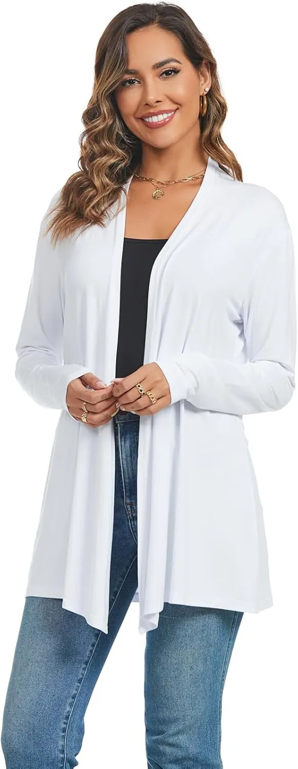 AvaCostume Womens Casual Lightweight Drae Long Sleeves Cardigan Front Open Dusters