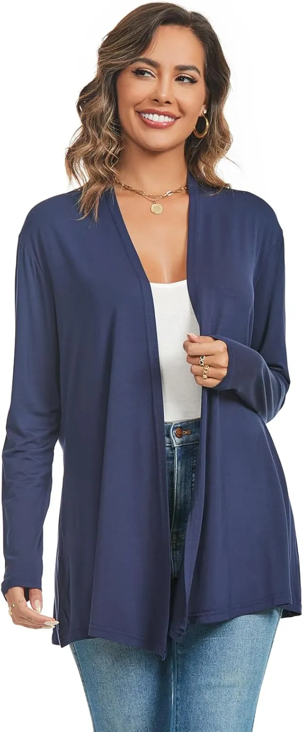 AvaCostume Womens Casual Lightweight Drae Long Sleeves Cardigan Front Open Dusters