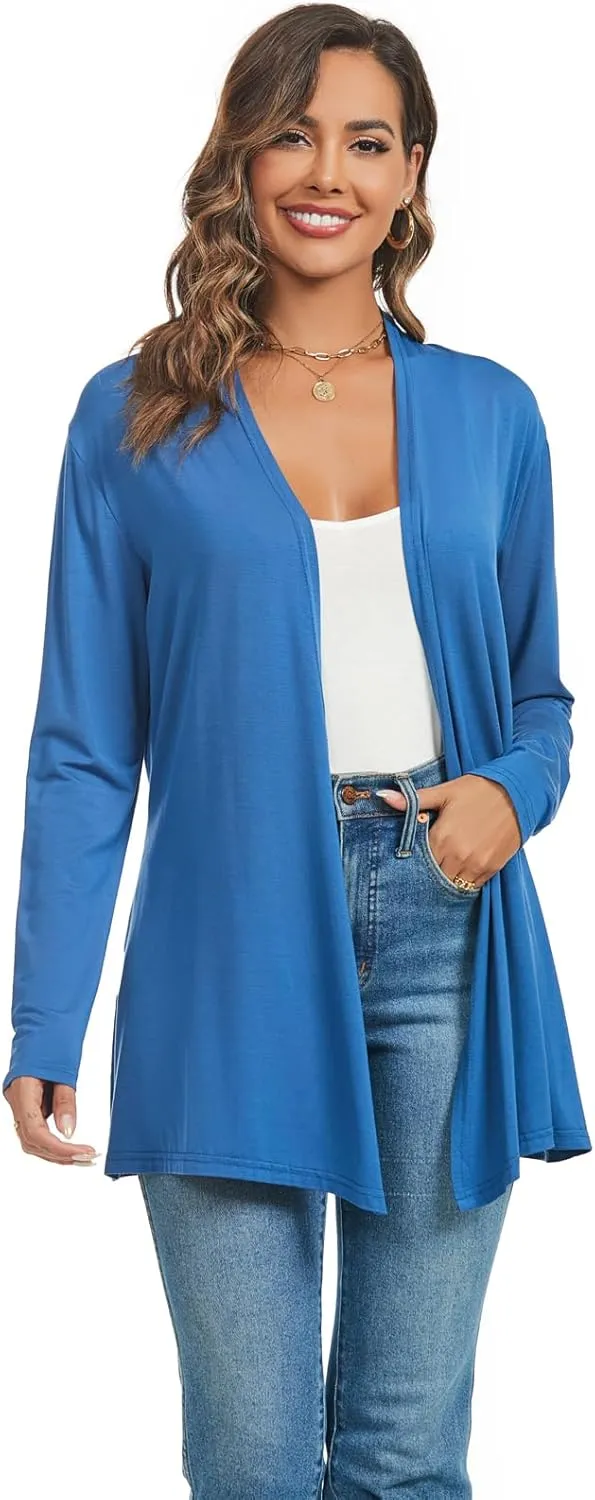 AvaCostume Womens Casual Lightweight Drae Long Sleeves Cardigan Front Open Dusters