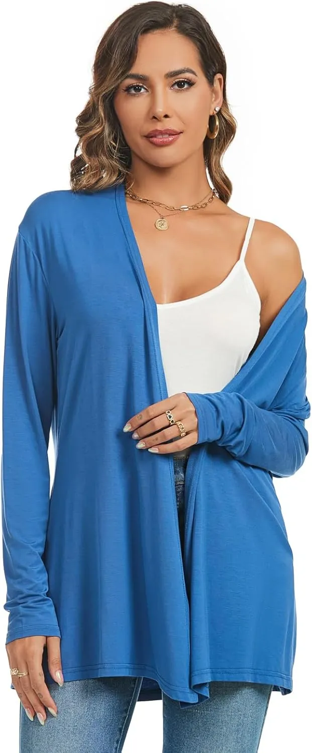 AvaCostume Womens Casual Lightweight Drae Long Sleeves Cardigan Front Open Dusters