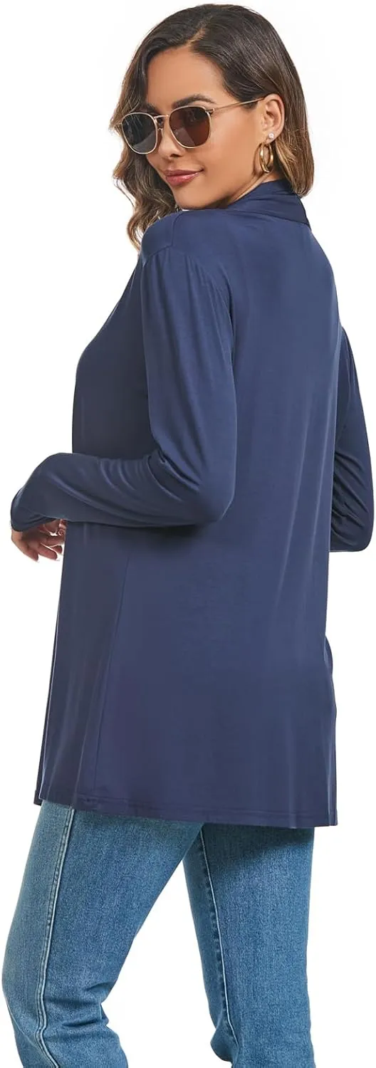 AvaCostume Womens Casual Lightweight Drae Long Sleeves Cardigan Front Open Dusters