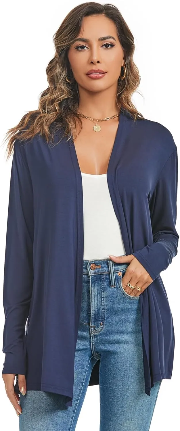 AvaCostume Womens Casual Lightweight Drae Long Sleeves Cardigan Front Open Dusters