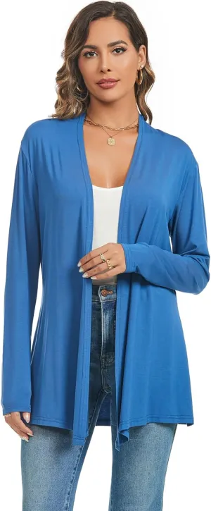 AvaCostume Womens Casual Lightweight Drae Long Sleeves Cardigan Front Open Dusters