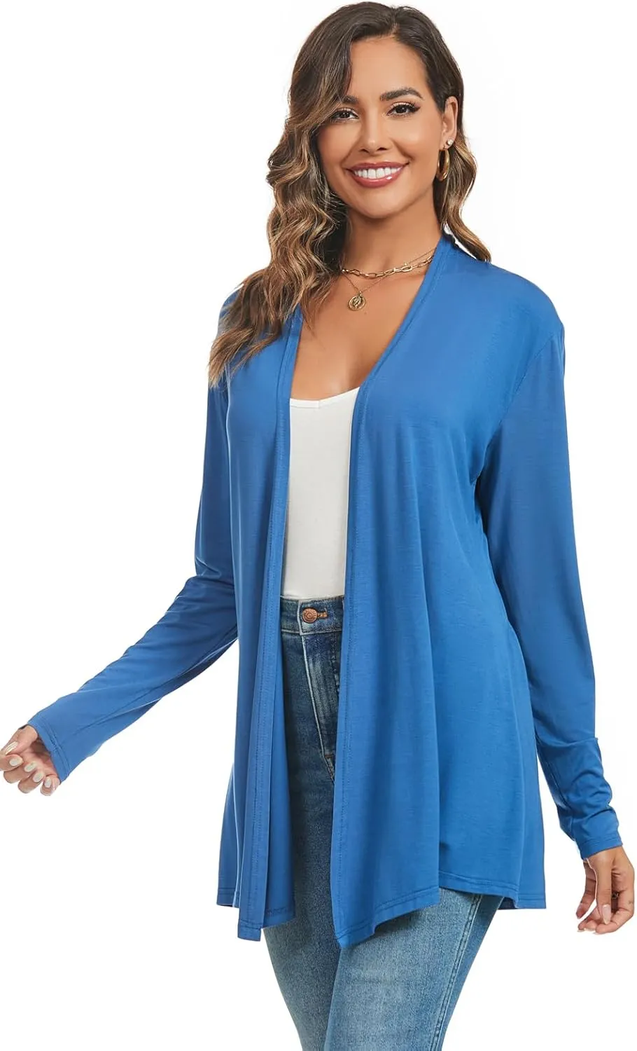 AvaCostume Womens Casual Lightweight Drae Long Sleeves Cardigan Front Open Dusters