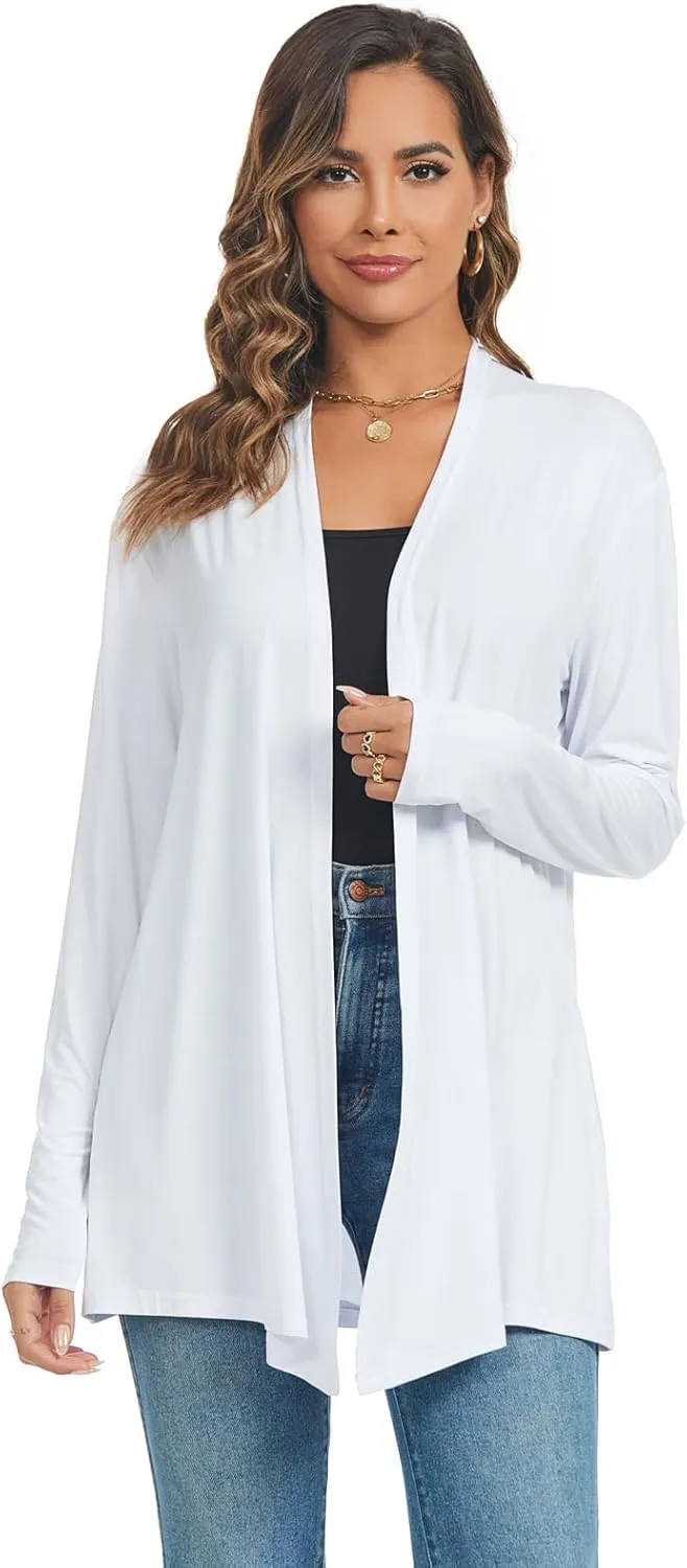 AvaCostume Womens Casual Lightweight Drae Long Sleeves Cardigan Front Open Dusters