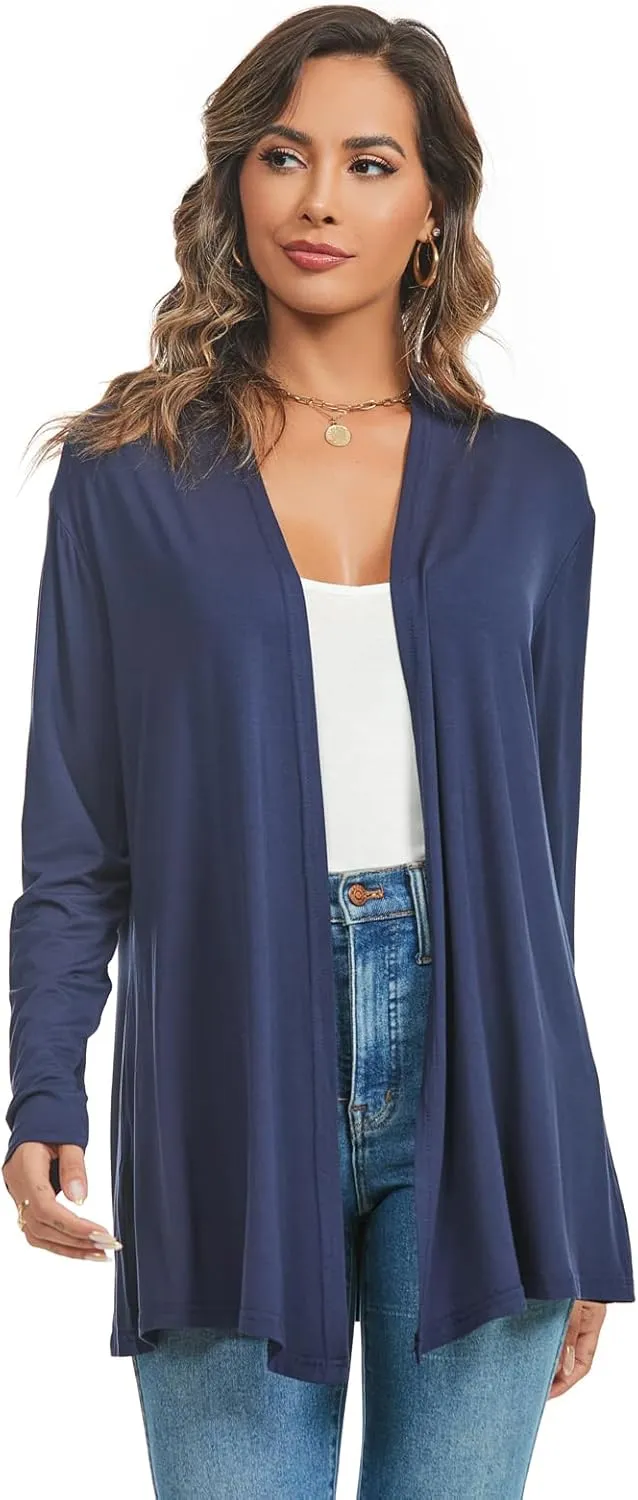 AvaCostume Womens Casual Lightweight Drae Long Sleeves Cardigan Front Open Dusters