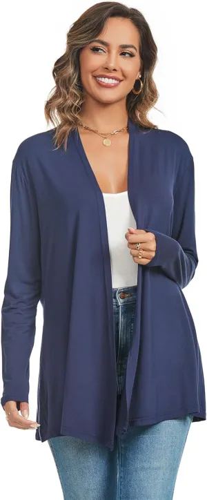 AvaCostume Womens Casual Lightweight Drae Long Sleeves Cardigan Front Open Dusters