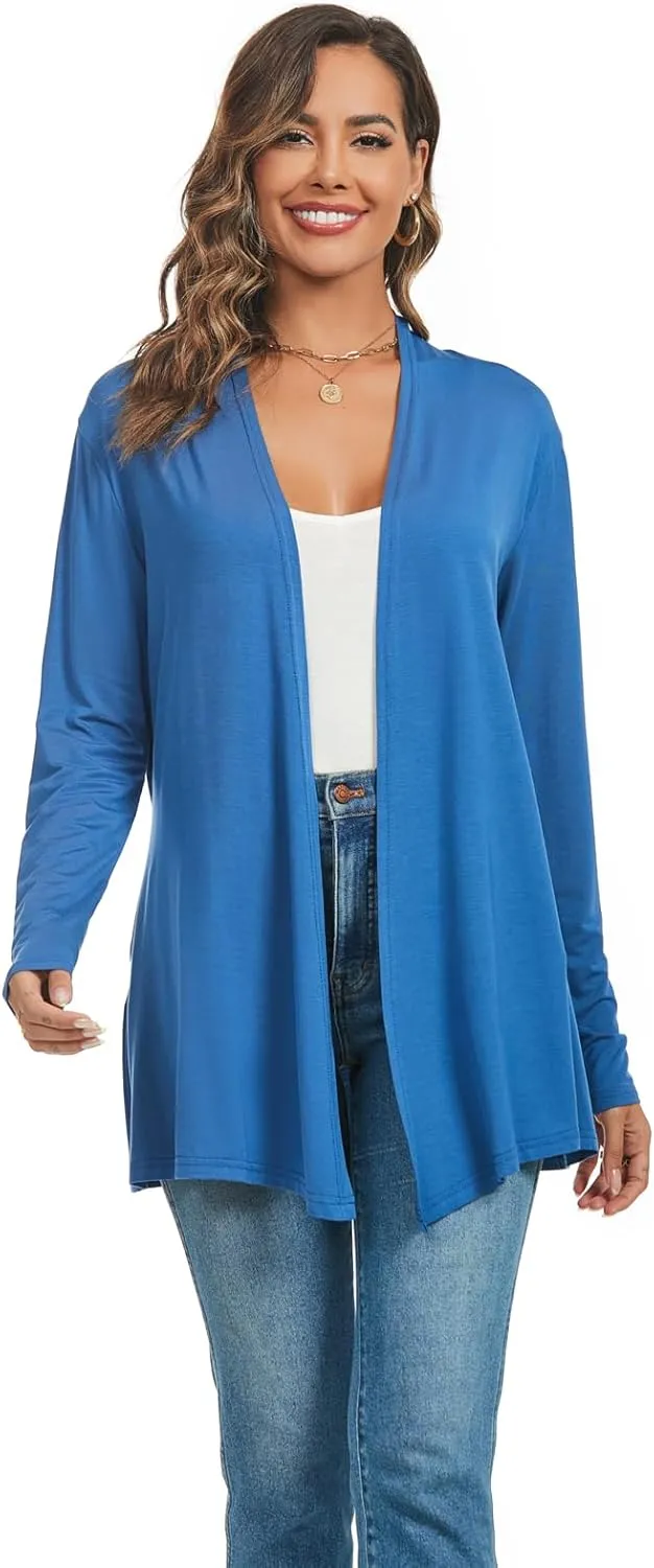 AvaCostume Womens Casual Lightweight Drae Long Sleeves Cardigan Front Open Dusters