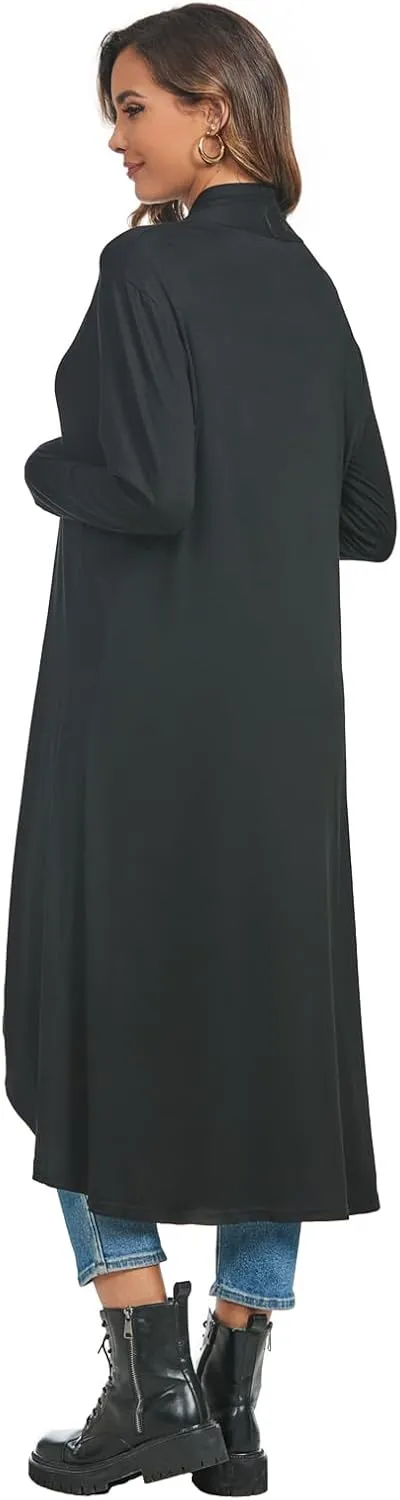 AvaCostume Womens Casual Lightweight Drae Long Sleeves Cardigan Front Open Maxi Dusters