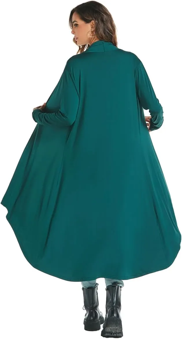 AvaCostume Womens Casual Lightweight Drae Long Sleeves Cardigan Front Open Maxi Dusters