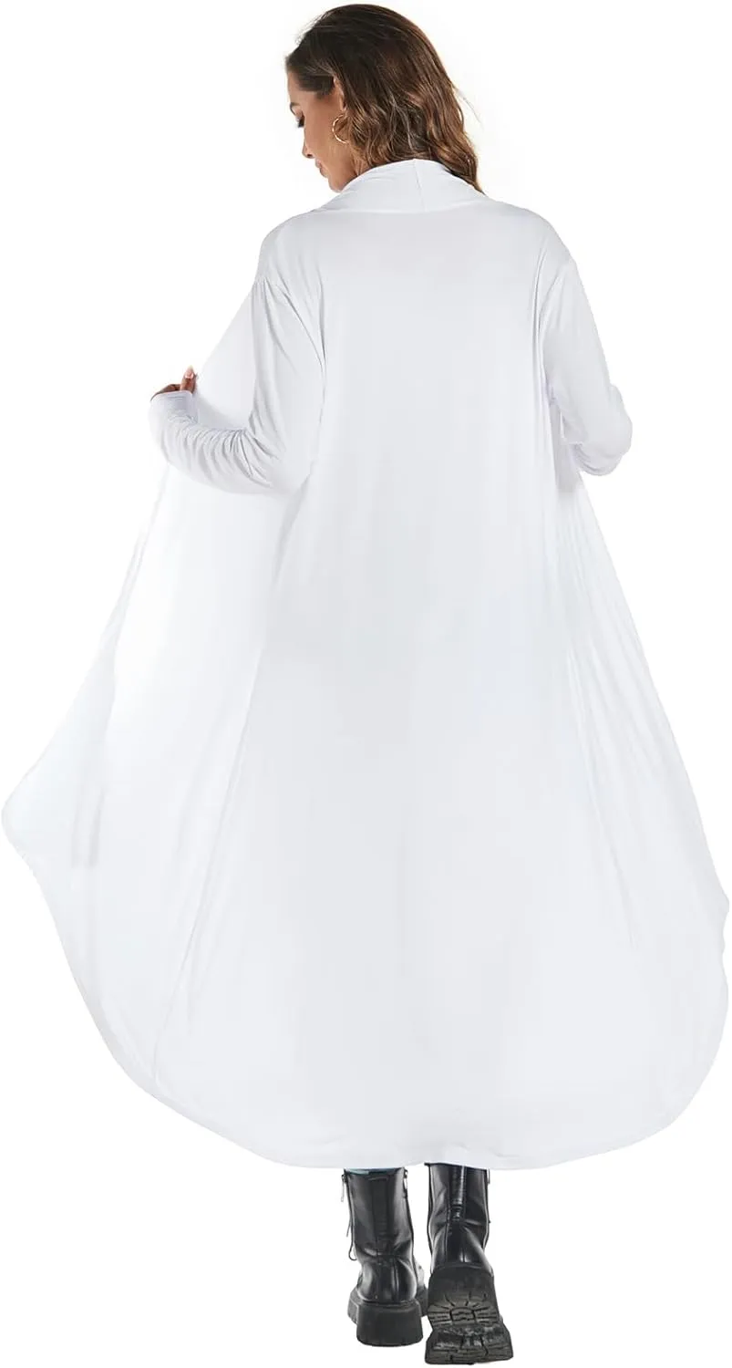 AvaCostume Womens Casual Lightweight Drae Long Sleeves Cardigan Front Open Maxi Dusters