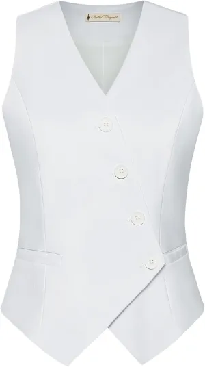 Belle Poque Waistcoat Vest for Women Suit Vest Tops Asymmetrical Hem Tuxedo Vest Sleeveless Blazers Jackets