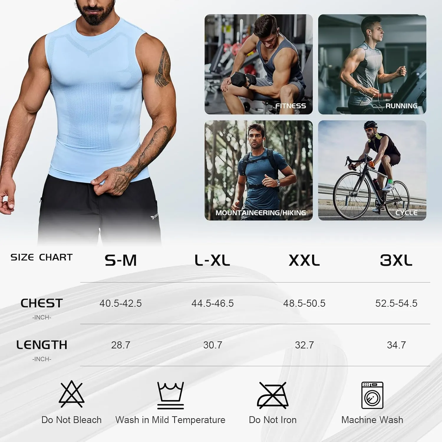 Beotyshow Ionic Shaping Sleeveless Shirt Gynecomastia Compression Shirts Slimming Body Shaper Vest Shapewear Tank Top for Men