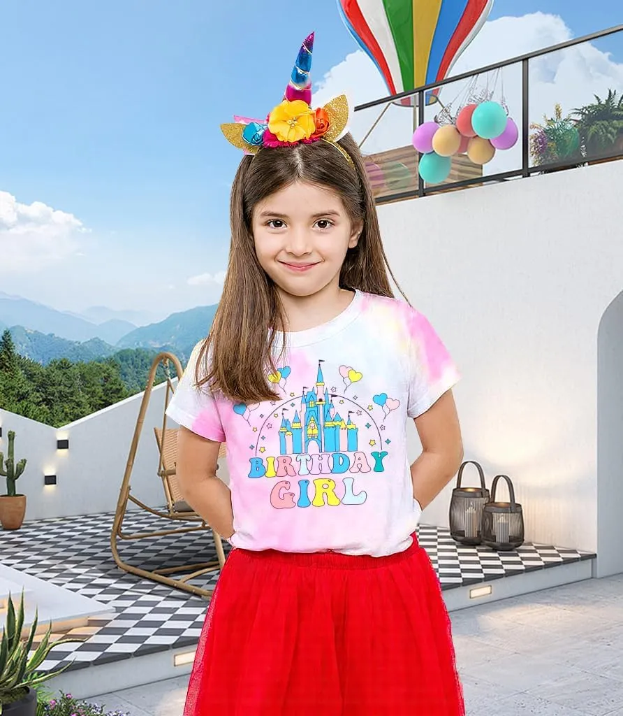 Birthday Girl Shirt Magical Castle Tshirt Birthday Shirts for Kids Funny Birthday Party Gift Tees Cute Graphic Tops