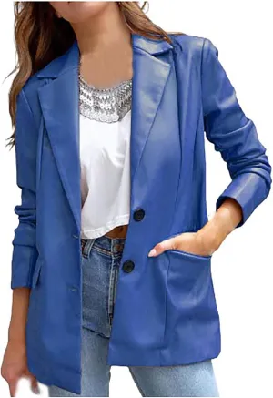 Blazers for Women 2025 Fashion Motorcycle Leather Jacket Coat Dressy Open Front Office Bussiness Blazer Jackets
