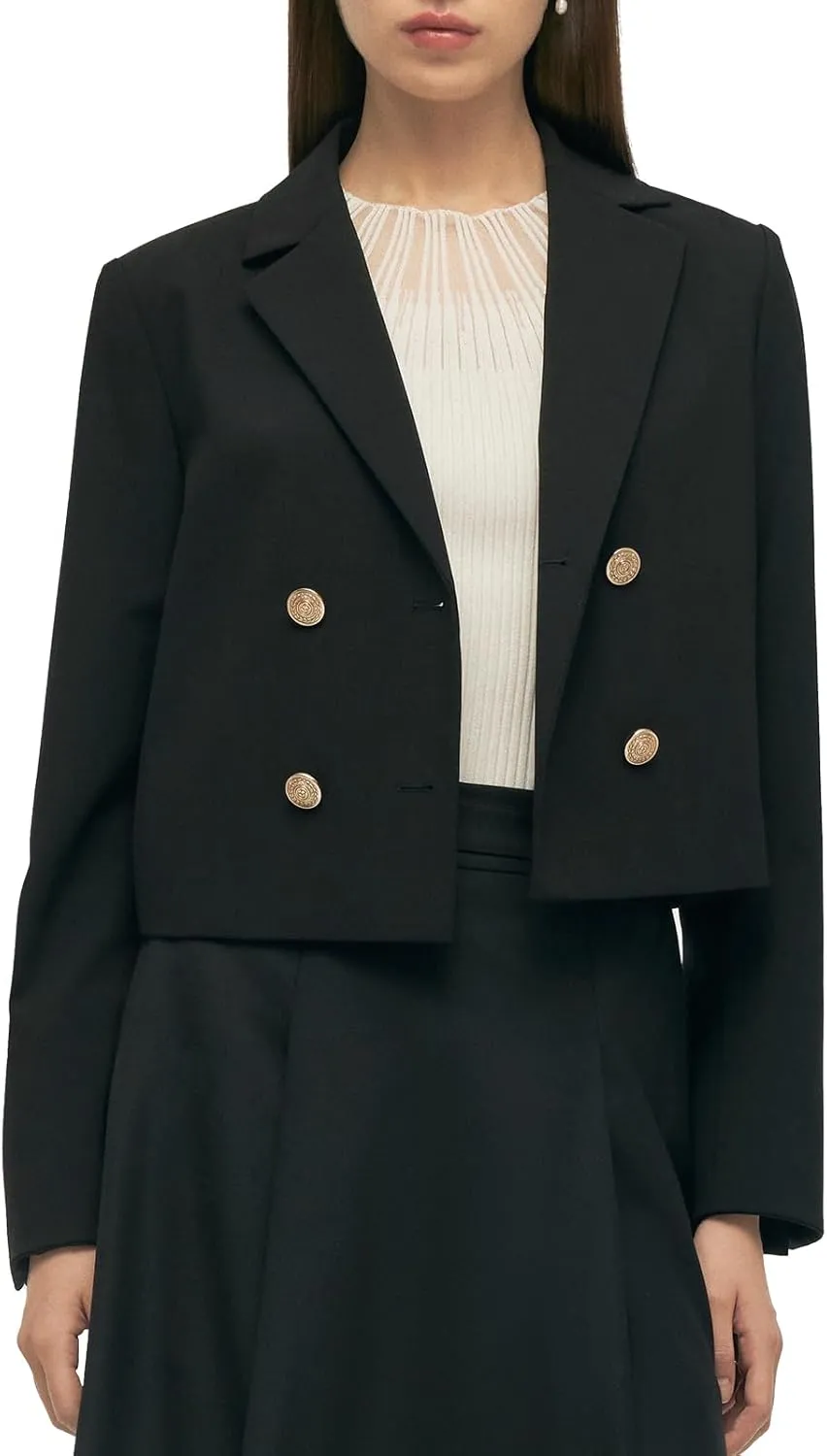 Blazers for Women Bussiness Causal Open Front Long Sleeve Blazer, Black Work Office Blazer Jacksts for Women