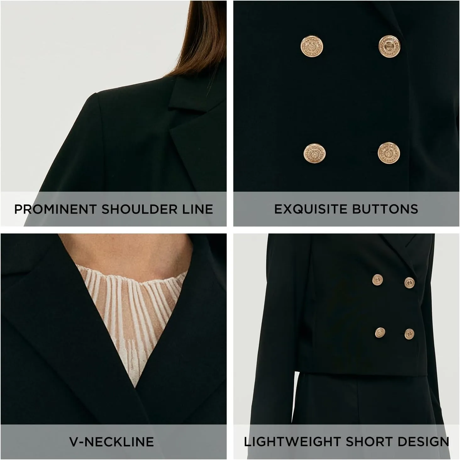 Blazers for Women Bussiness Causal Open Front Long Sleeve Blazer, Black Work Office Blazer Jacksts for Women