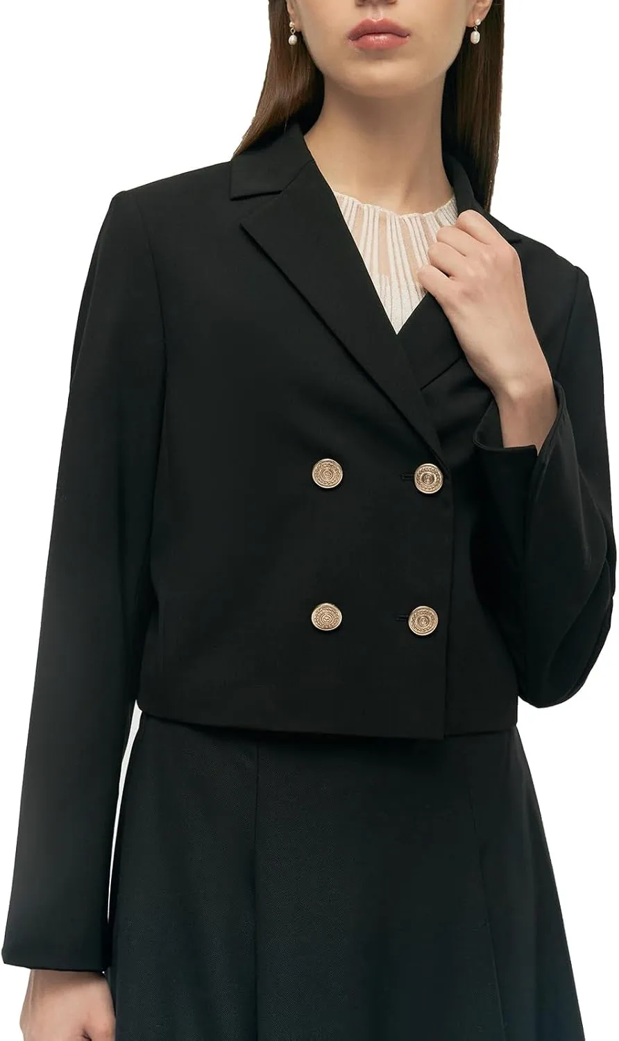 Blazers for Women Bussiness Causal Open Front Long Sleeve Blazer, Black Work Office Blazer Jacksts for Women