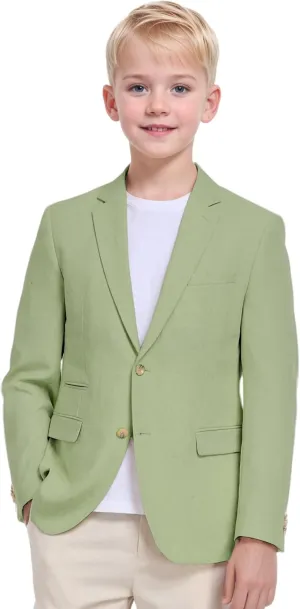 Boys Linen Suit Jacket Summer Casual Sport Coats Wedding Guest Outfit Linen Blazer for Boy School Uniform Beach Wedding