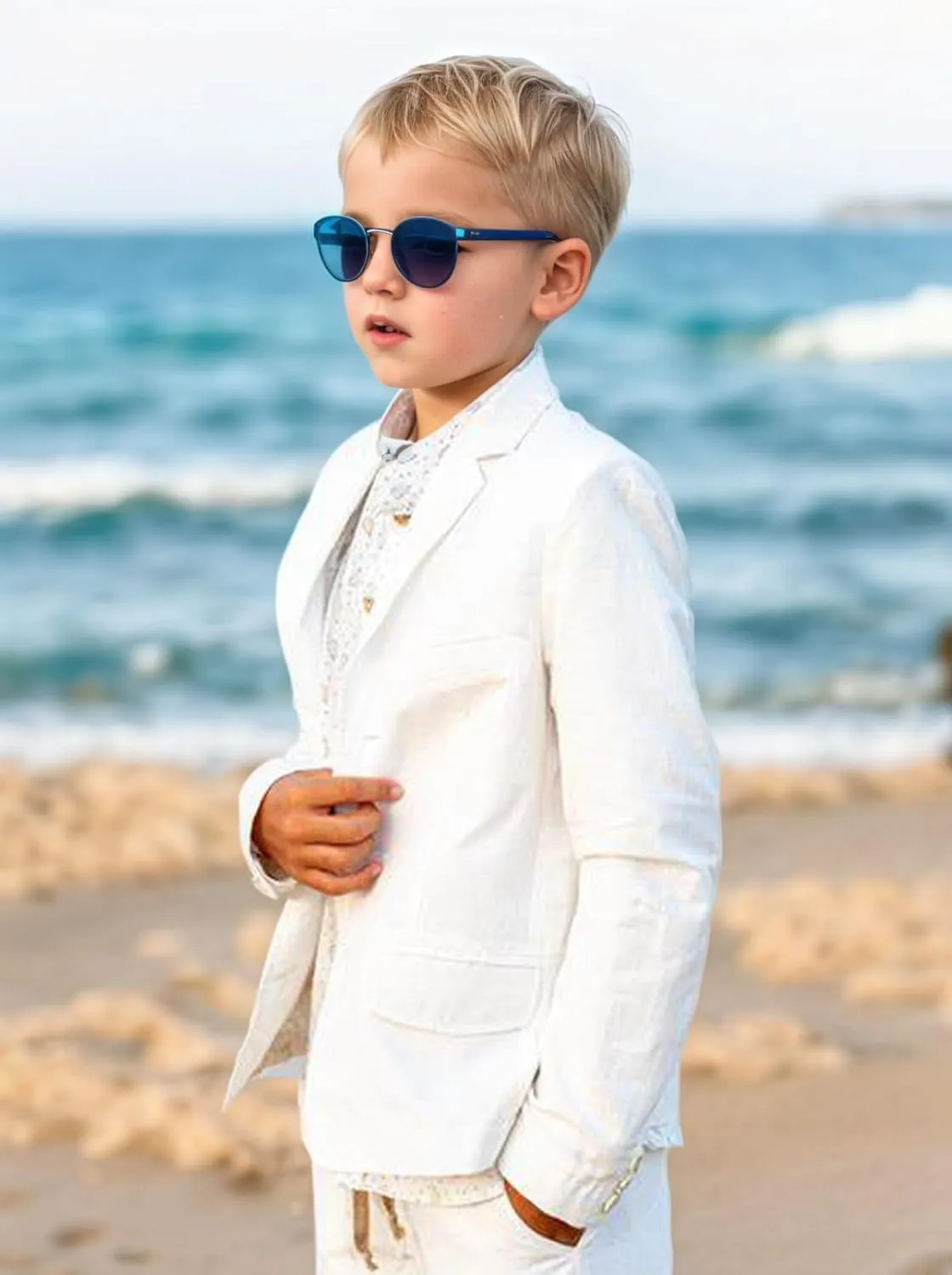 Boys Linen Suit Jacket Summer Casual Sport Coats Wedding Guest Outfit Linen Blazer for Boy School Uniform Beach Wedding