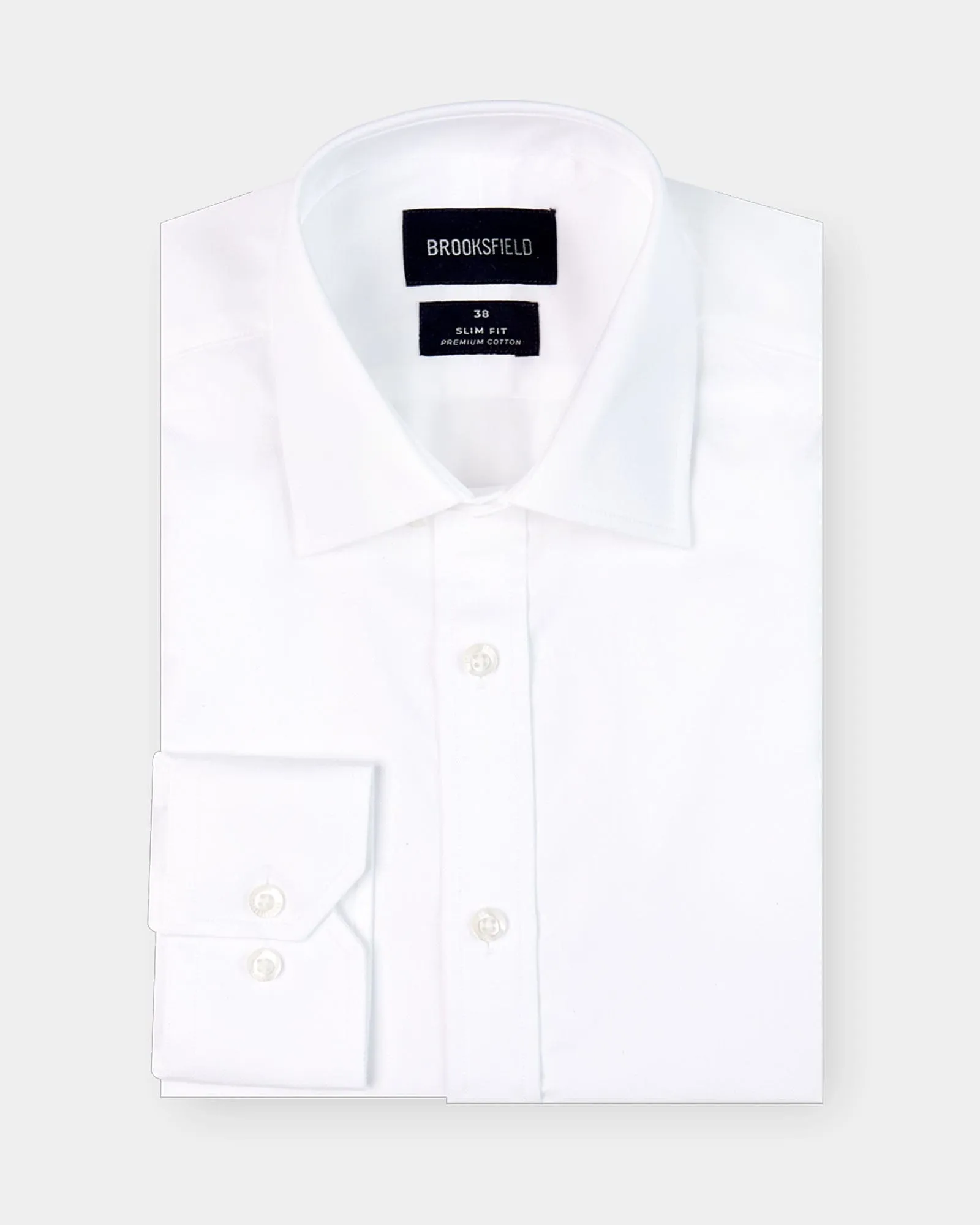 Brooksfield Slim Fit Occasions Regular Cuff Mens Dress Shirt in White