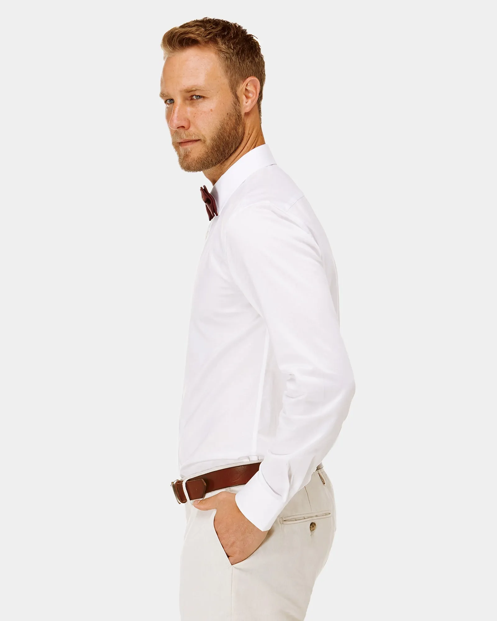 Brooksfield Slim Fit Occasions Regular Cuff Mens Dress Shirt in White