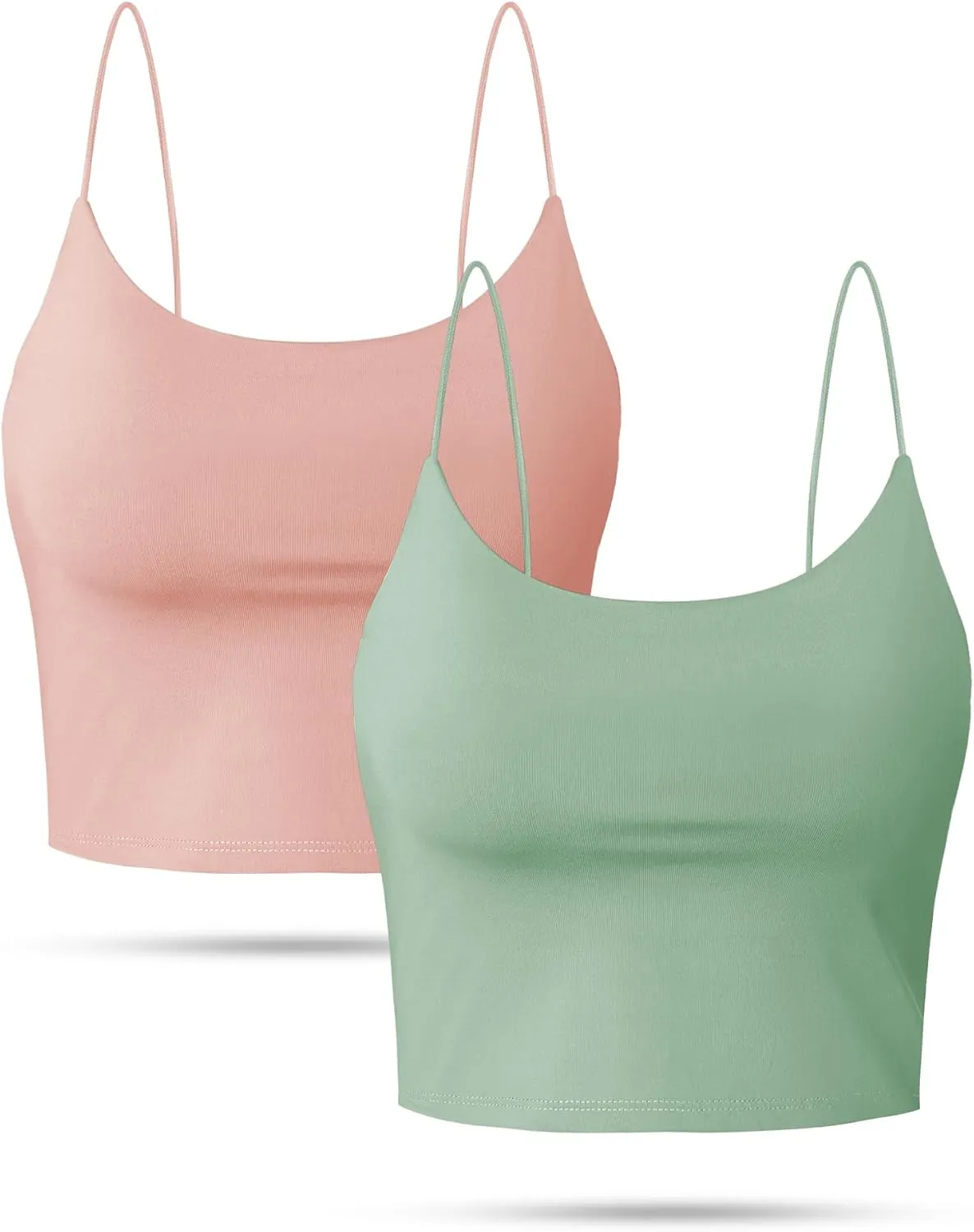 Buauty 2 & 4 Packs Crop Tank Top for Women, Basic Solid Cropped Double Layer Spaghetti Strap Short Sleeveless Camisole