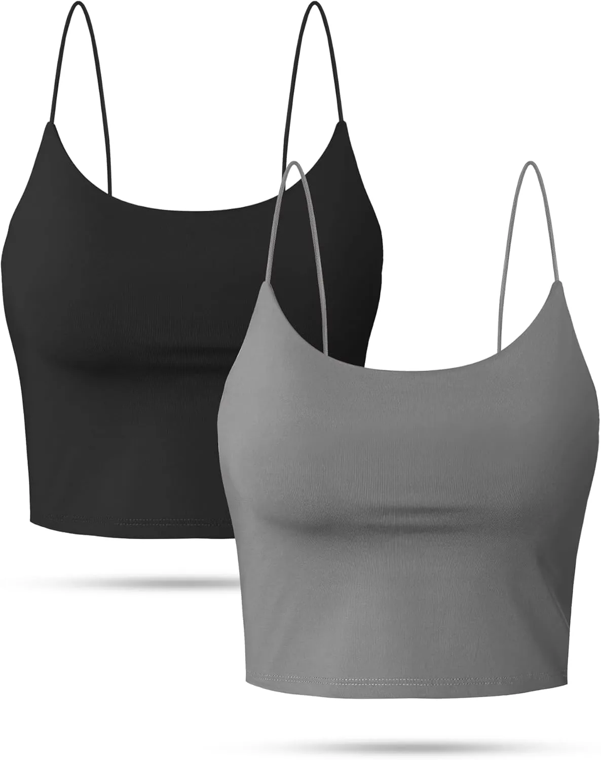 Buauty 2 & 4 Packs Crop Tank Top for Women, Basic Solid Cropped Double Layer Spaghetti Strap Short Sleeveless Camisole
