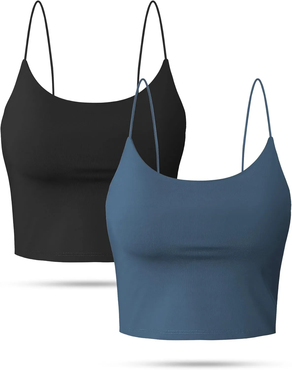 Buauty 2 & 4 Packs Crop Tank Top for Women, Basic Solid Cropped Double Layer Spaghetti Strap Short Sleeveless Camisole