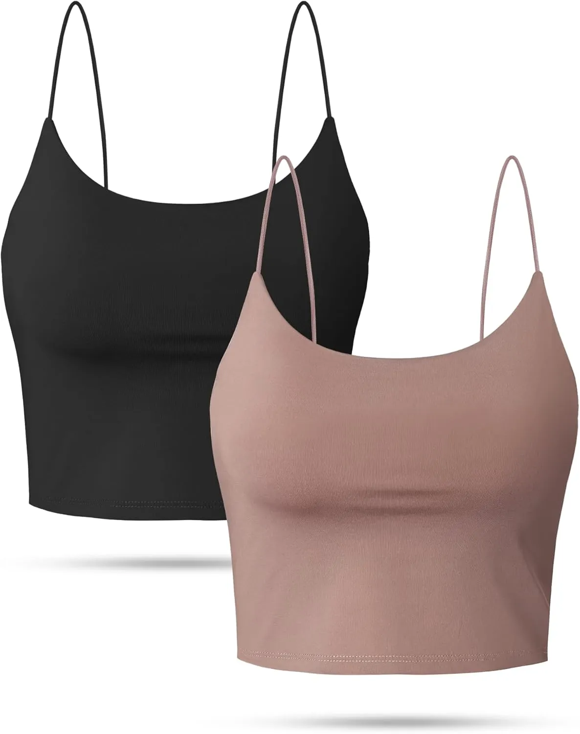 Buauty 2 & 4 Packs Crop Tank Top for Women, Basic Solid Cropped Double Layer Spaghetti Strap Short Sleeveless Camisole