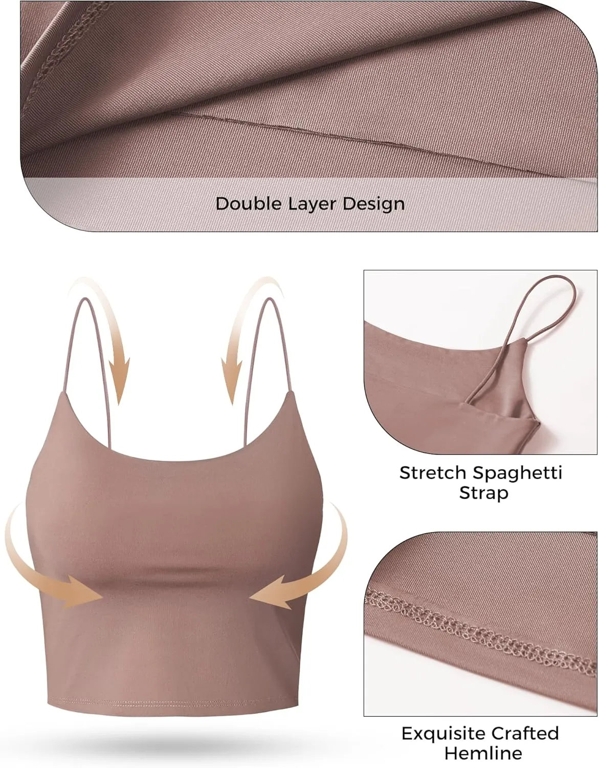 Buauty 2 & 4 Packs Crop Tank Top for Women, Basic Solid Cropped Double Layer Spaghetti Strap Short Sleeveless Camisole