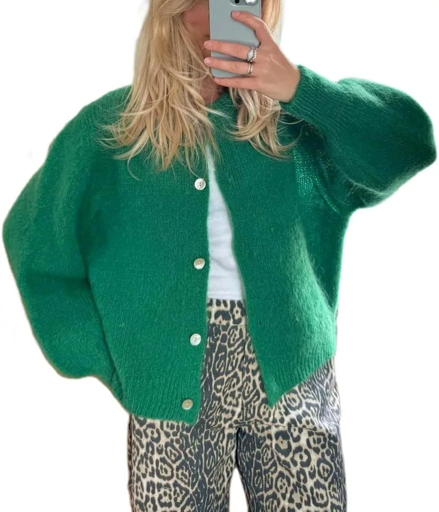 Cardigan Sweaters for Women Y2k Long Sleeve Button Down Knit Cardigans Casual Knit Pullover Fall Outfits Tops