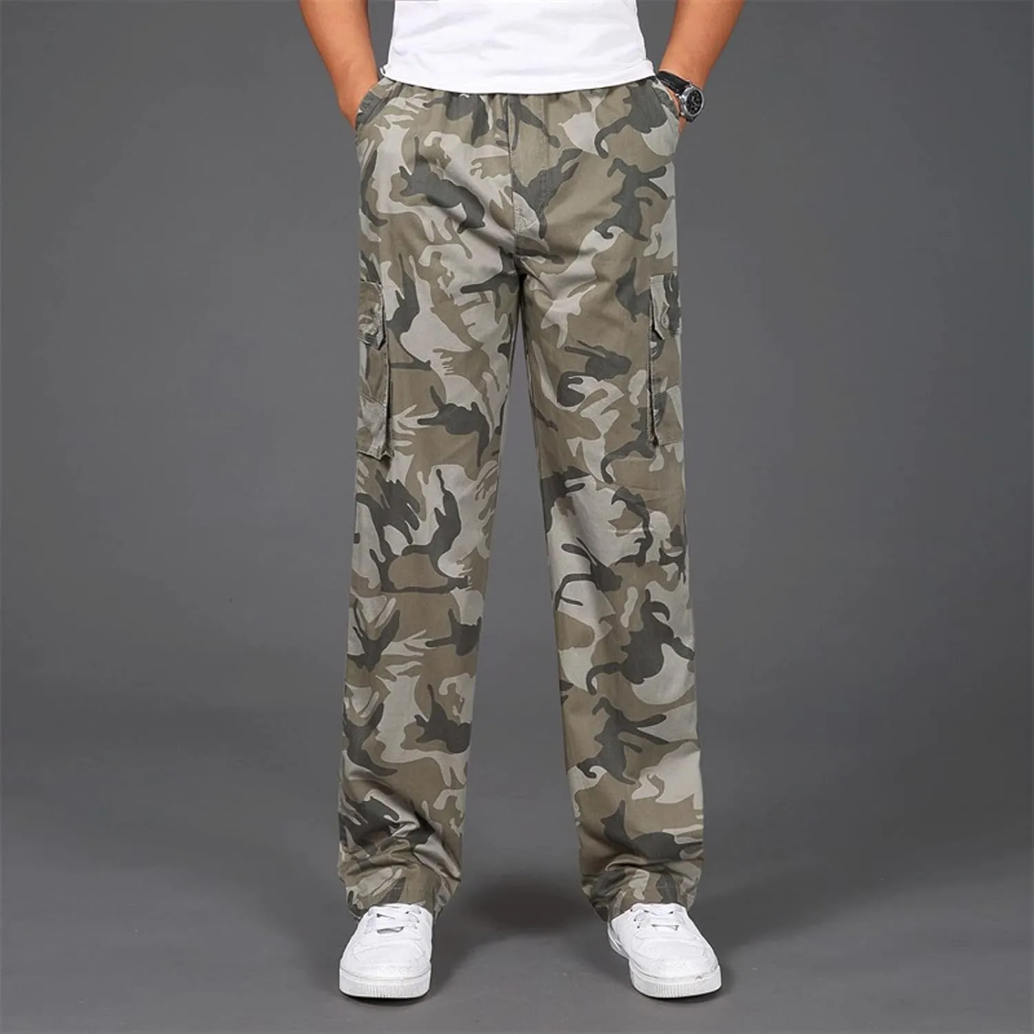 Cargo Pant for Men Work Flexible Casual Joggers Pant Stretch Drawstring Waistband Tapered Leg Sweatpants with Pockets