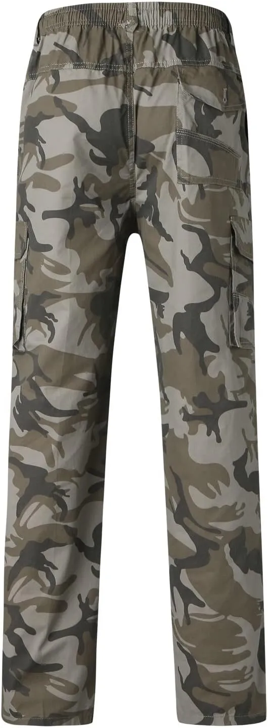 Cargo Pant for Men Work Flexible Casual Joggers Pant Stretch Drawstring Waistband Tapered Leg Sweatpants with Pockets