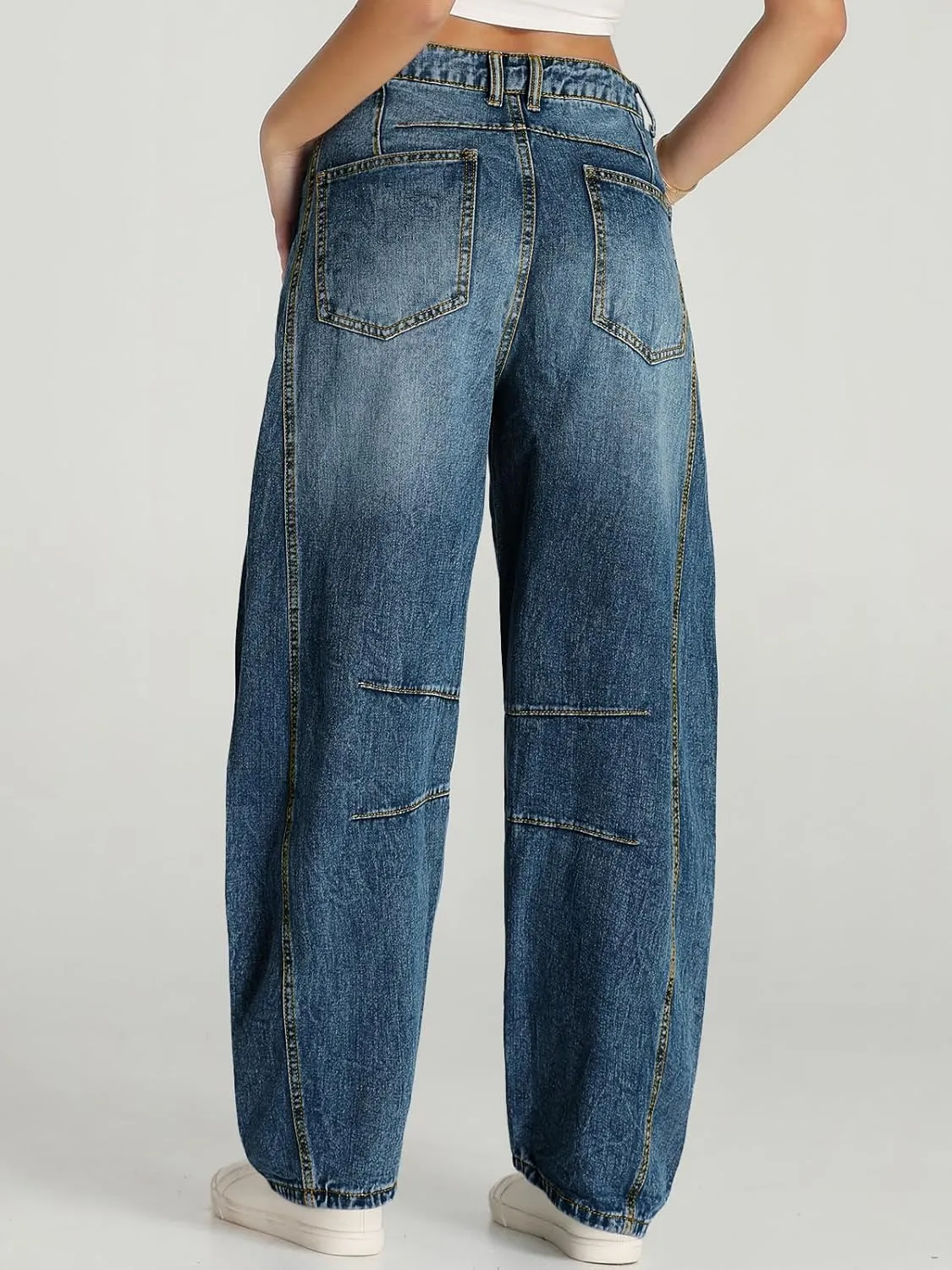 Cicy Bell Womens Baggy Barrel Jeans Boyfriend Wide Leg Mid Rise Balloon Denim Ankle Pants