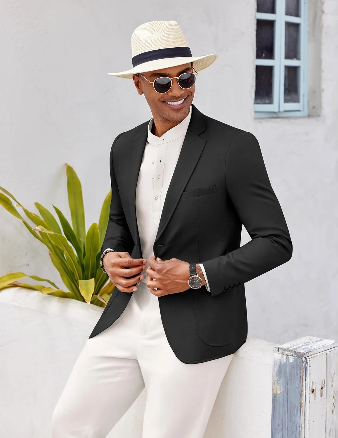 COOFANDY Mens Casual Blazer Two Button Sport Coat Lightweight Business Jackets with Pockets