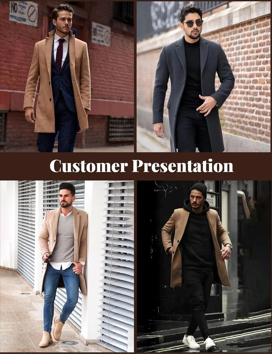 COOFANDY Mens Wool Blend Coat Winter Trench Coats Notched Lapel Collar Single Breasted Overcoat Classic Peacoat With Pockets