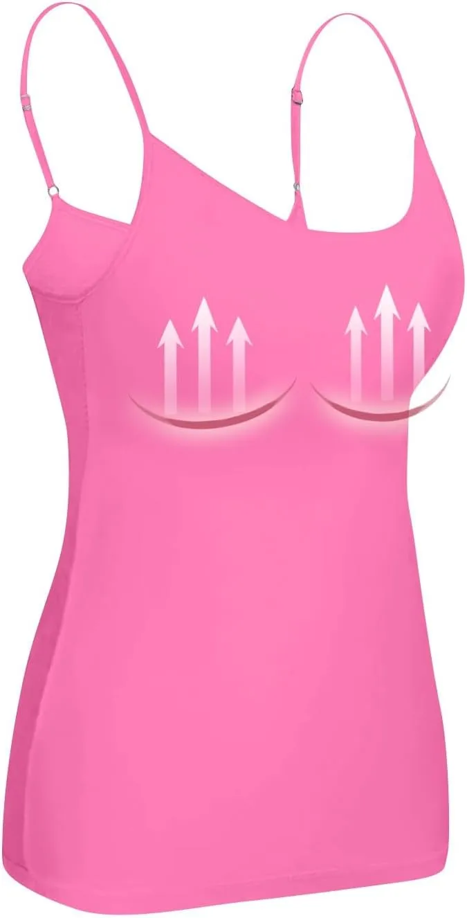 COTECRAM Womens Tank Tops with Built in Bras Camisoles Adjustable Spaghetti Strap Shelf Bra Basic Layer Cami Undershirts
