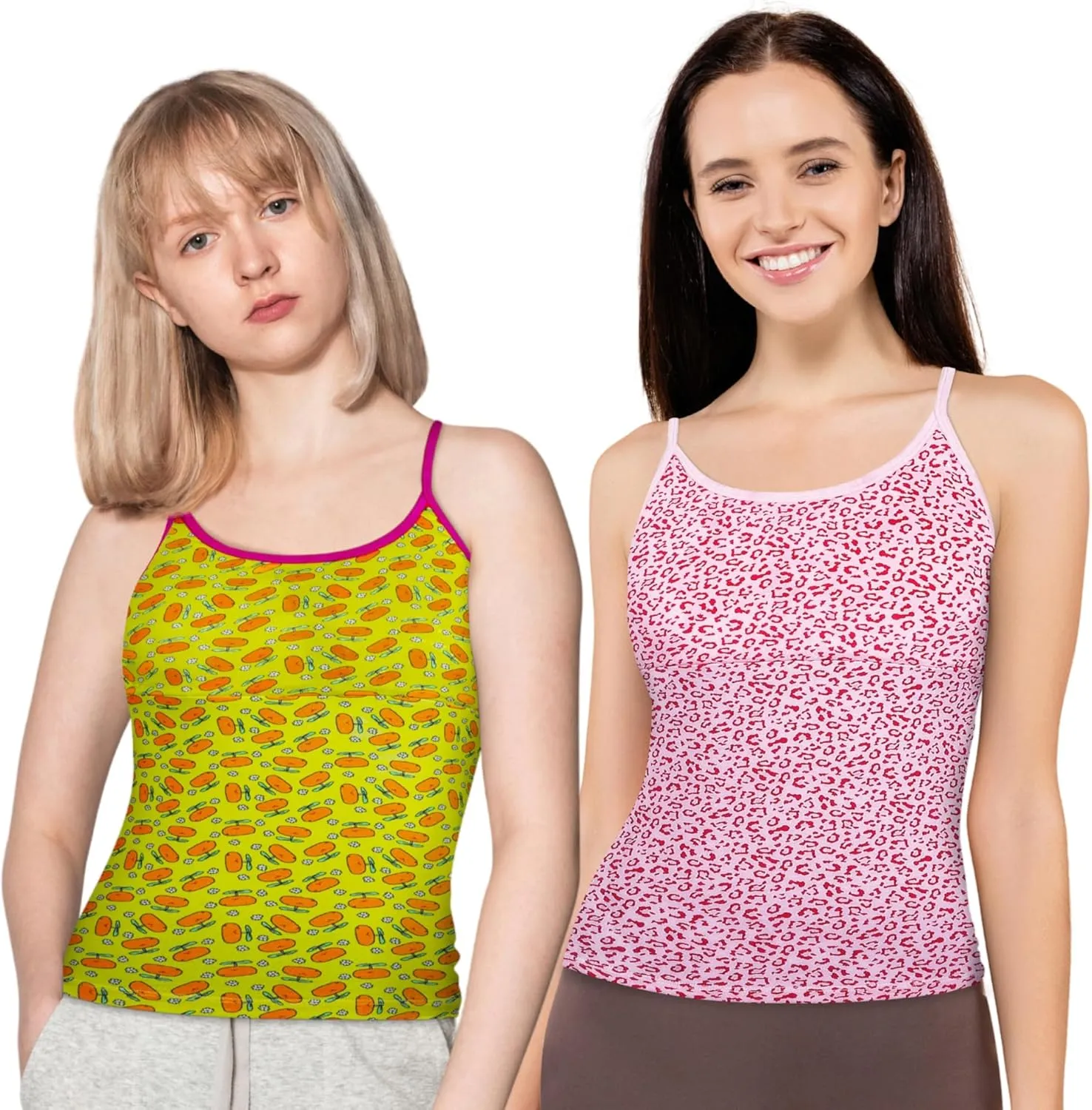 DChica Padded Camisole Bra for Girls, Teen & Young Women Round Neck Padded Undershirts for Summer Occasion