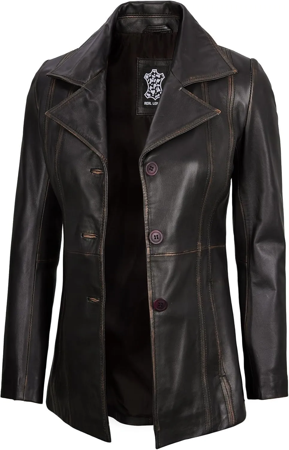 Decrum Leather Blazers for Women - Stylish Blazer Style Casual Real Lambskin Leather Jacket Women