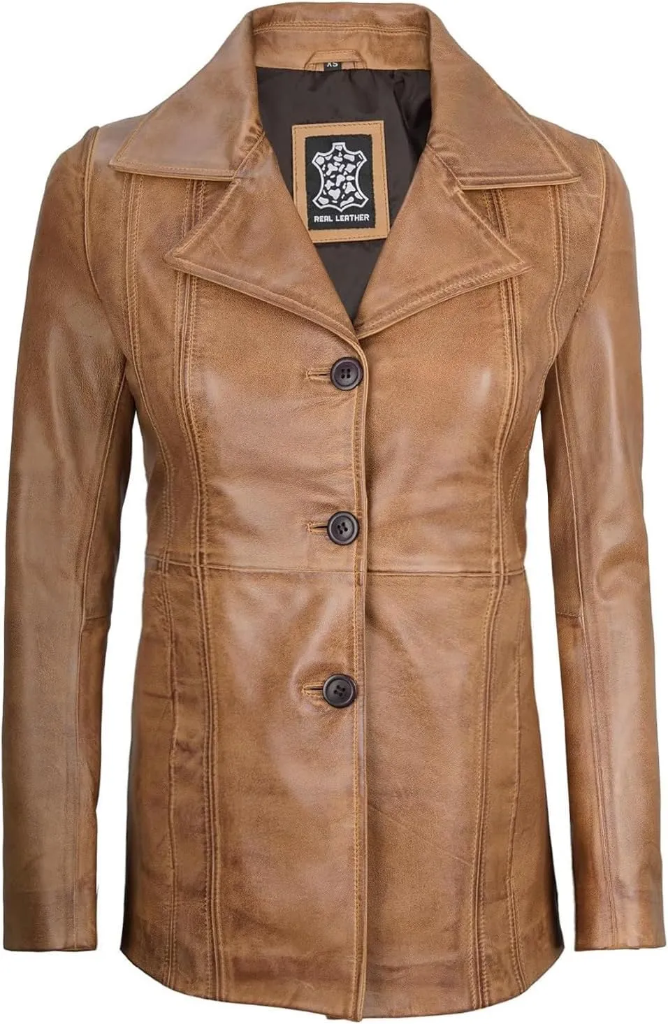 Decrum Leather Blazers for Women - Stylish Blazer Style Casual Real Lambskin Leather Jacket Women